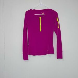 Lilly Pulitzer Luxcetic Magenta Long Sleeve Top with Neon Yellow Accents